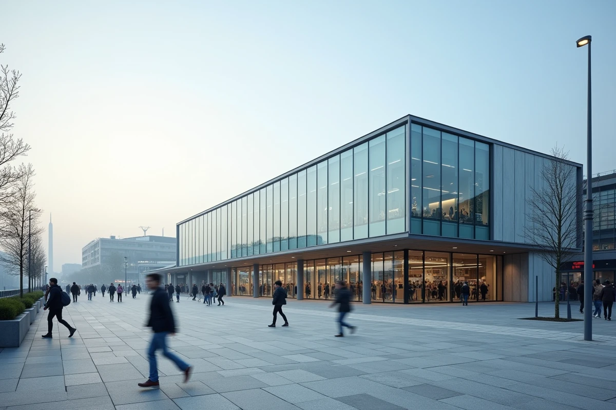 Vue extérieure de la gare de Lille-Europe avec son architecture moderne en verre et acier